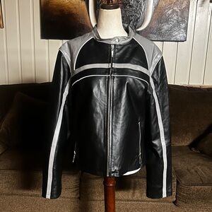 Max Rider ~ Women’s XX- Large ~ Black & Grey ~ Genuine Leather Biker Jacket
